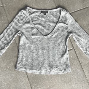 TOPSHOP US 2 Long sleeve Gray Cropped Shirt